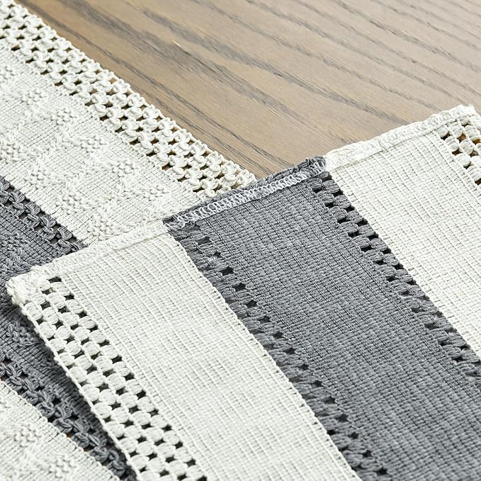 Artoid Mode Dark Grey Farmhouse Rustic Table Runner, Seasonal Holiday Hollow Kitchen Dining Table Decoration for Home Party Decor 12x108 Inch