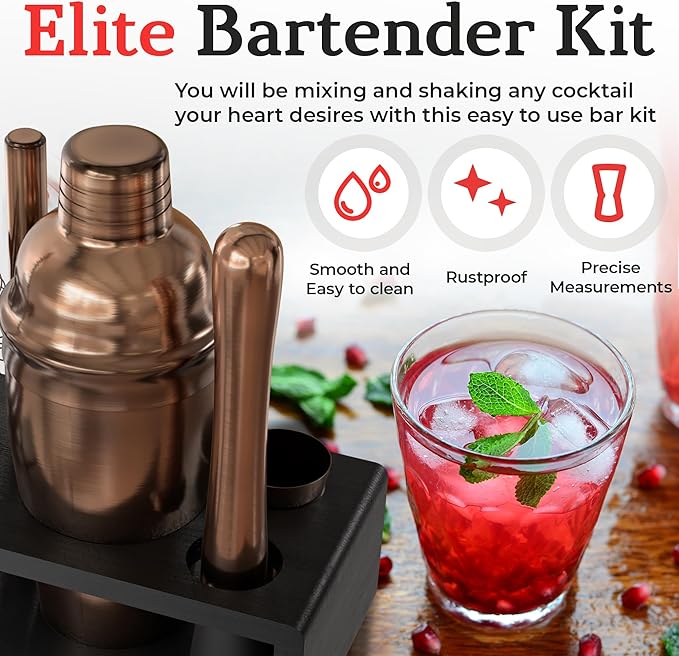 Highball & Chaser Cocktail Shaker Set: Bartender Kit for Home Bar Mixology Cocktail Bar Set Plus E-Book with 30 Recipes