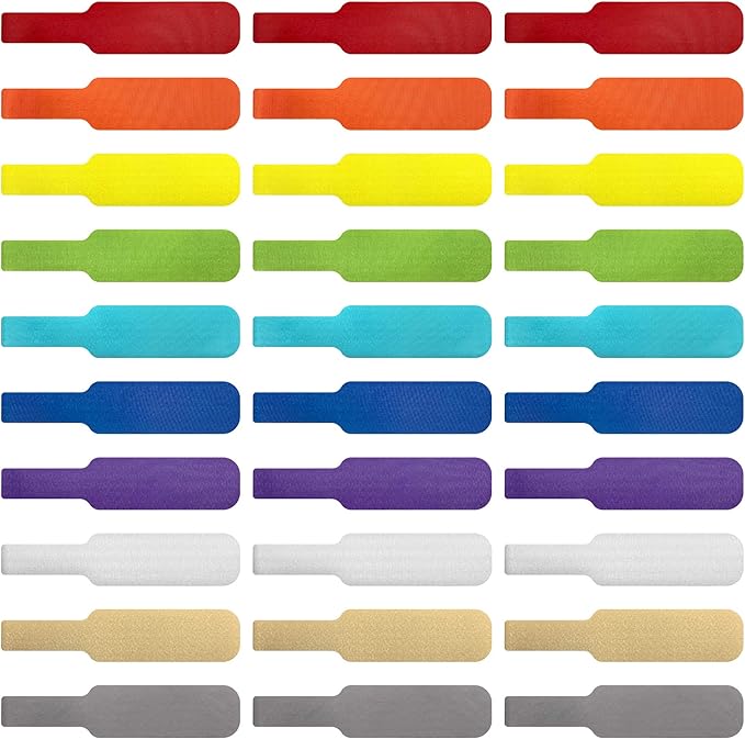 Cable Labels - Wrap-It Storage - Large, Multi-Color (30-Pack) - Colorful Labels for Basement and Office Organizing