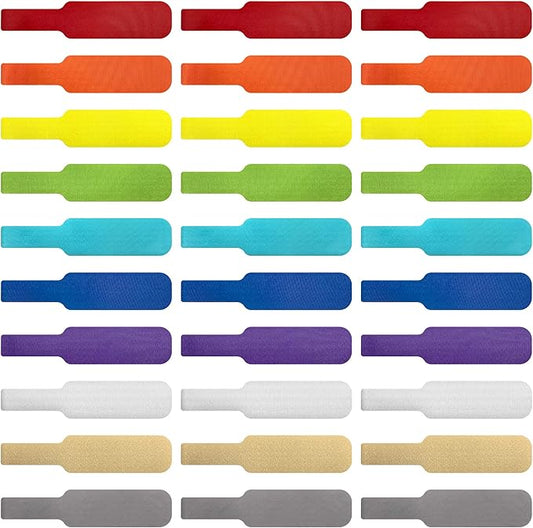 Cable Labels - Wrap-It Storage - Large, Multi-Color (30-Pack) - Colorful Labels for Basement and Office Organizing