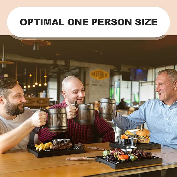 Wooden Steak Board Solid Oak Serving Barbecue Platter Natural Thick Cutting Plate Durable & Quality (Medium)