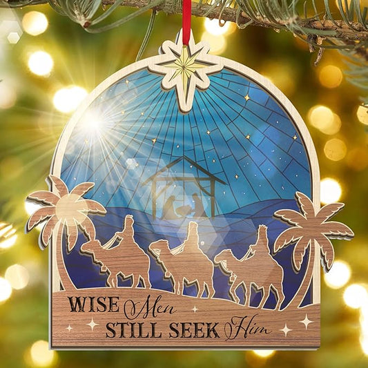 FLAGWIX Christian Gifts for Women Men - Suncatcher Christmas Ornaments 2025 - Spiritual Religious Gifts for Women Mom, Nativity Ornaments Christmas Decorations, Three Wise Men Christian Ornament