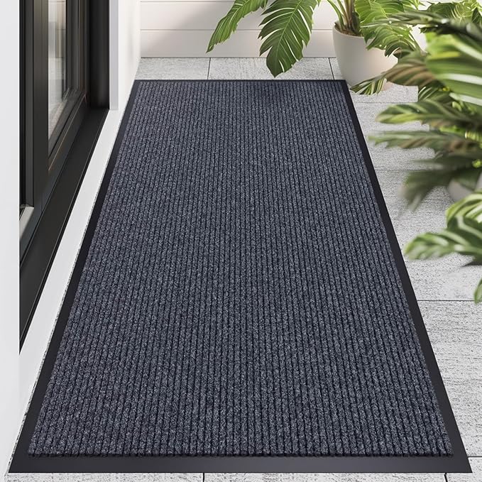 CHICHIC 3'x5' Indoor Outdoor Heavy Duty Door mat, Welcome Front Door Mat for Home Entrance, Super Water Absorbent Large Commercial Floor Mats, Non Slip Rubber Back Entryway Rugs for Garage (Grey)