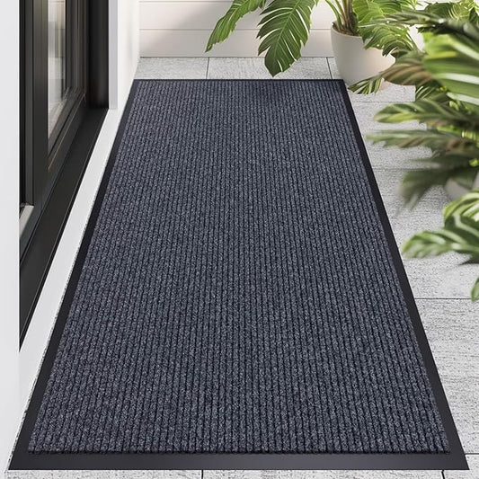 CHICHIC 3'x5' Indoor Outdoor Heavy Duty Door mat, Welcome Front Door Mat for Home Entrance, Super Water Absorbent Large Commercial Floor Mats, Non Slip Rubber Back Entryway Rugs for Garage (Grey)
