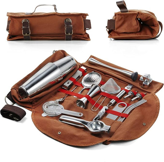 Professional Bartender Kit | 24-Piece Complete Cocktail Set with Stylish Portable Bag | Bar Set for Home, Work, Parties, Camping