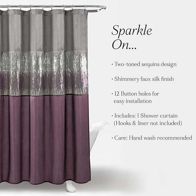 Lush Decor Night Sky Shower Curtain, 72" x 72", Gray & Purple