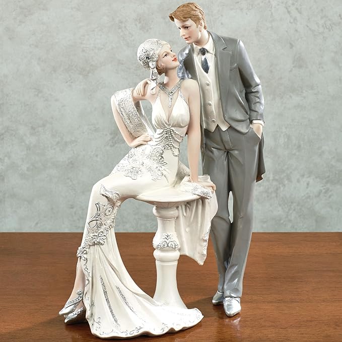 Touch of Class Love That Lasts Happy Couple Bride Groom Wedding Figurine - Resin - Gray, Off White - Dapper Duo Anniversary or Wedding Gift for Bedroom, Living Room, Dresser, Book Shelf