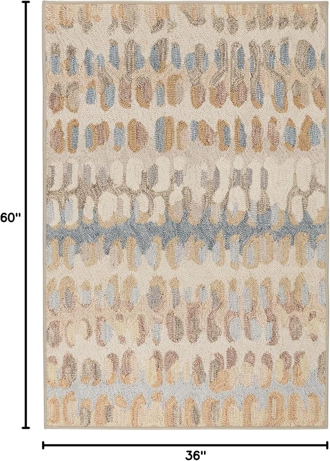 Dash and Albert Paint Chip Machine Washable Area Rug - 3' x 5' Natural - Geometric Accent Rug - Anti-Slip Backing, Lightweight, Machine Washable, High Traffic Areas Kitchen, Mudroom, Laundry Room