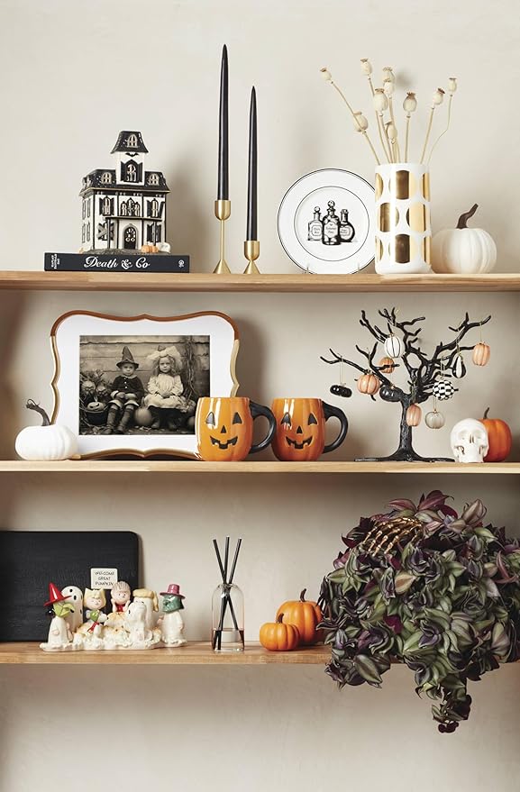 Lenox Figurine, Welcome Great Pumpkin Figurine, Peanuts, Snoopy, White Porcelain, Gold Accents, Halloween Decor Indoor, Halloween Table Decorations, Witch Ghost Spooky Home Decor (1 Piece, 5.5-Inch)