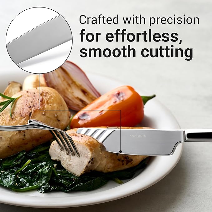 Riesa Flatware Set for 8, 40-Piece Silverware Set, 18/10 Stainless Steel Cutlery with Mirror Finish, Dishwasher Safe Utensils for Home, Kitchen, Everyday Dining and Entertaining