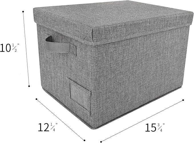 GRANNY SAYS Storage Bins with Lids, Linen Closet Organizers and Storage Baskets for Shelves, Storage Containers for Closet Organization, Large Bins for Storage, Dark Gray, 3-Pack