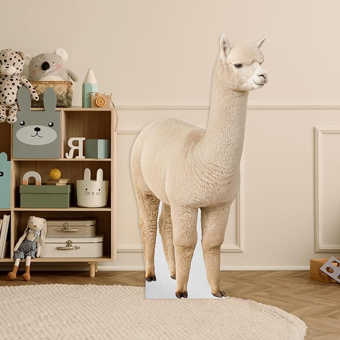 Alpaca Life Size Standee - 6.6FT Freestanding Coroplast Cutouts | Safari Animal Standup Photo Booths, Jungle Party, Birthday & Halloween Decorations