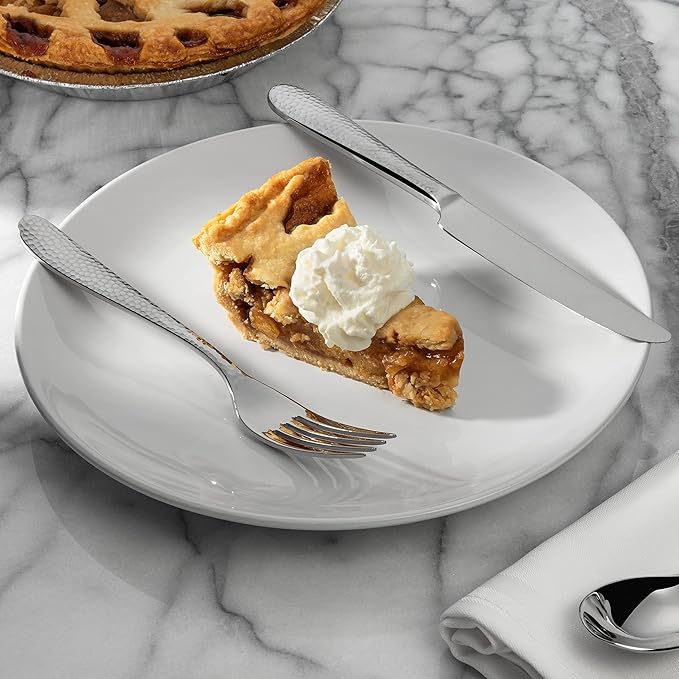 Hudson Essentials Premium 20 Piece Hammered Silverware Set, 18/10 Stainless Steel, Fine Flatware Service for 4 - Dishwasher Safe Bergamo Cutlery