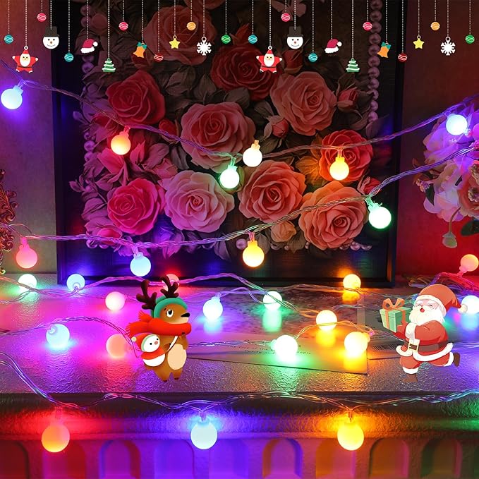 33 Feet 100 Led Fairy Lights Plug in, 8 Modes with Remote Indoor Globe Lights Outdoor Christmas Lights for Bedroom Party Wedding Garden Christmas Tree Decor(Multicolor)