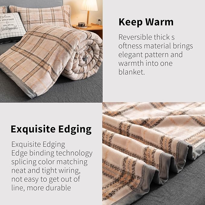 Fleece Bed Blankets Queen Size - Soft Lightweight Plush Fuzzy Cozy Luxury Blanket Microfiber Throw for Couch Bed,All-Season Breathable,80x90 Inches