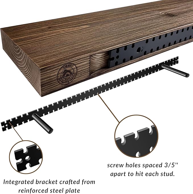 Wood Floating Shelves,36 inch Rustic Wood Wall Shelves for Bathroom Living Room Bed Room Kitchen Farmhouse Laundry Room Set of 2,Handmade-Thickened Wall Shelf,Black Walnut