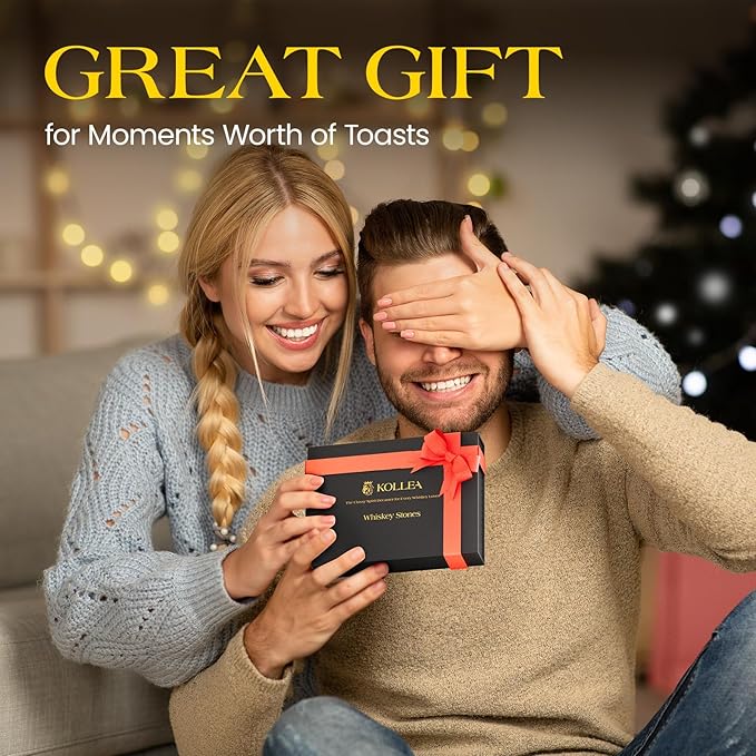 Kollea Whiskey Stones, 8-Pack Golden Stainless Steel Whiskey Chilling Rocks, Reusable Ice Cube for Drinking, Rum Cocktail Drink Accessories, Bartender Kit, House Warming Gifts New Home, Drinking Bar