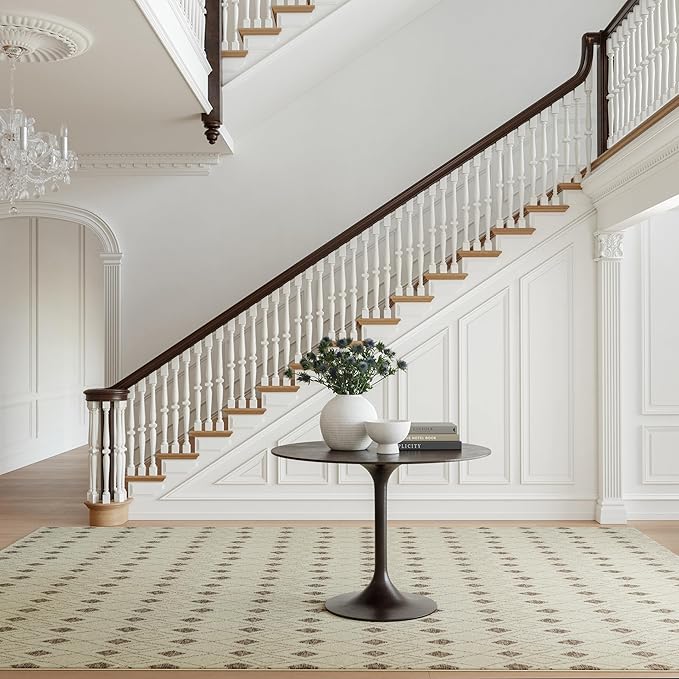 Dash & Albert Chandler Tan Machine Washable Rug, 6 X 9 Feet, Tan Geometric Pattern