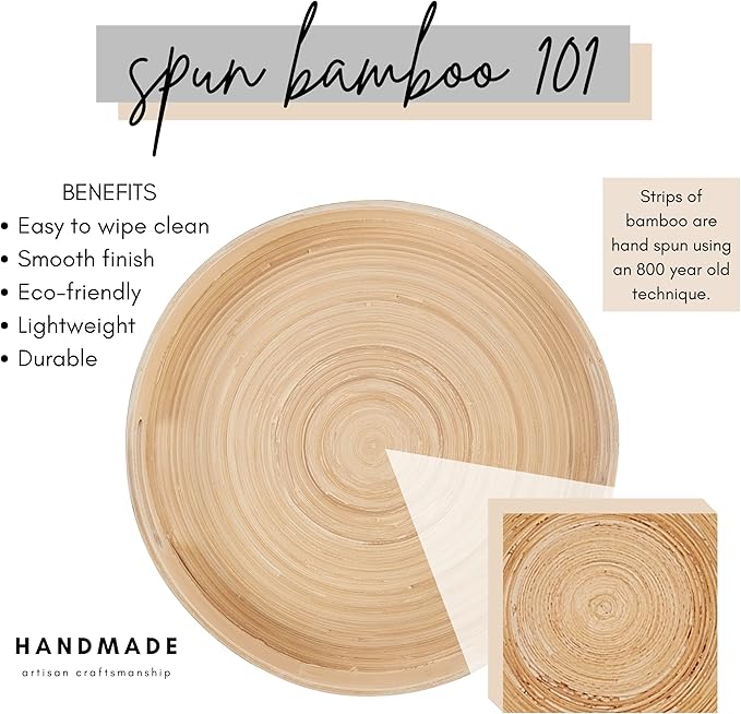 Decorative Tray for Coffee Table, Ottoman Tray, Round Wooden Serving Tray, Coffee Table Tray Decor, 13.75 in (Black)