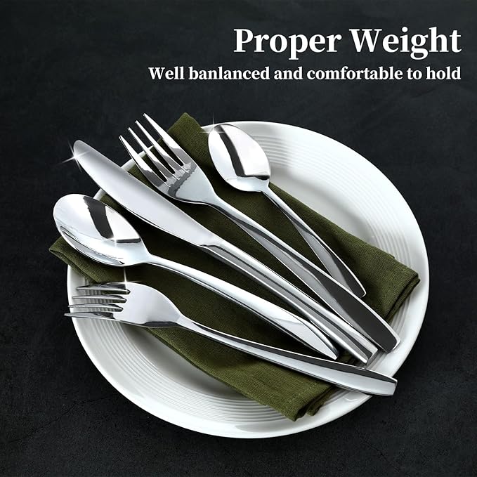 Silverware Set,20 Piece,Stainless Steel Flatware Cutlery Set for 4,18/0 Rust-Proof Silverware with Forks & Spoons,Mirror Polished Dishwasher Safe - Heavy Duty Tableware for Home & Dining