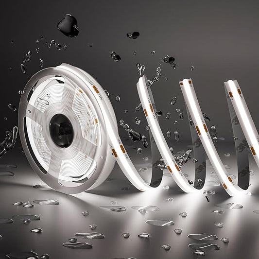 PAUTIX COB LED Strip Light IP65 Waterproof 32.8ft/10m 5040LEDs White 6000K,High Lumen Flexible CRI93+ LED Tape 24V Super Bright,for Home&Office Lighting Project(Adapter&Dimmer Sold Separately)
