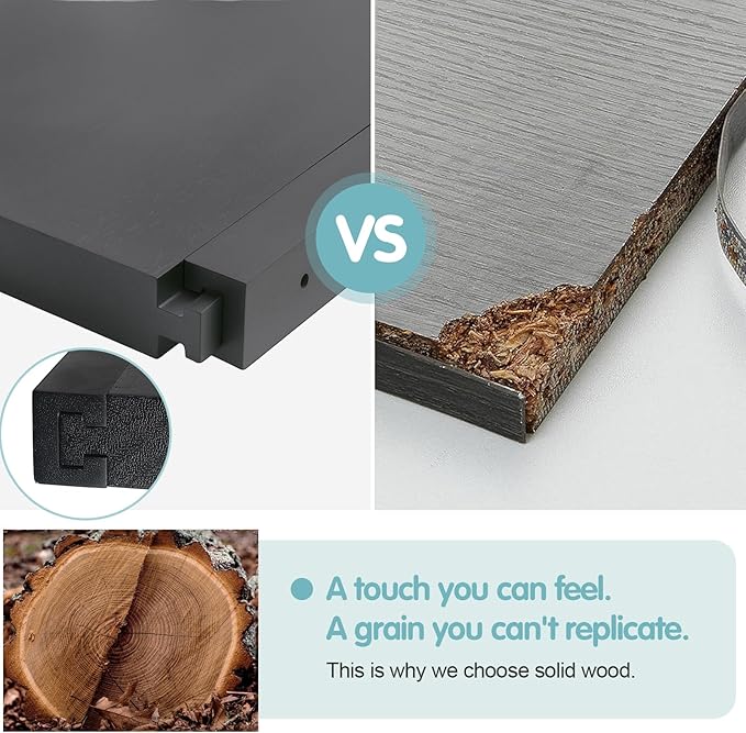 Solid Walnut Floating Shelves for Wall, 16"*6.7"*1.6"Real Thick Wood Mounted Wall Display Shelf with Joinery for Home Decor, Bathroom,Kitchen Set of 1（ Black Stain）