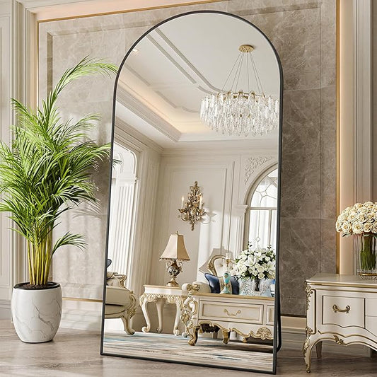 SUNQUEEN 81"x41" Floor Mirror Full Length, Oversized Arched Full Length Mirror with Stand, Full Body Mirrors for Bedroom Living Room or Cloakroom Black