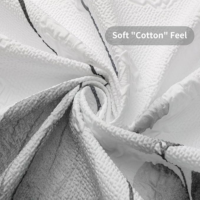 QiyI Watercolor Floral Shower Curtain, 3D Embossed Butterflies Grey Pink Flower Bathroom Curtain, Minimalist White Cloth Bath Curtain, Waterproof Fabric Textured Shower Curtain Set with Hooks, 72x72