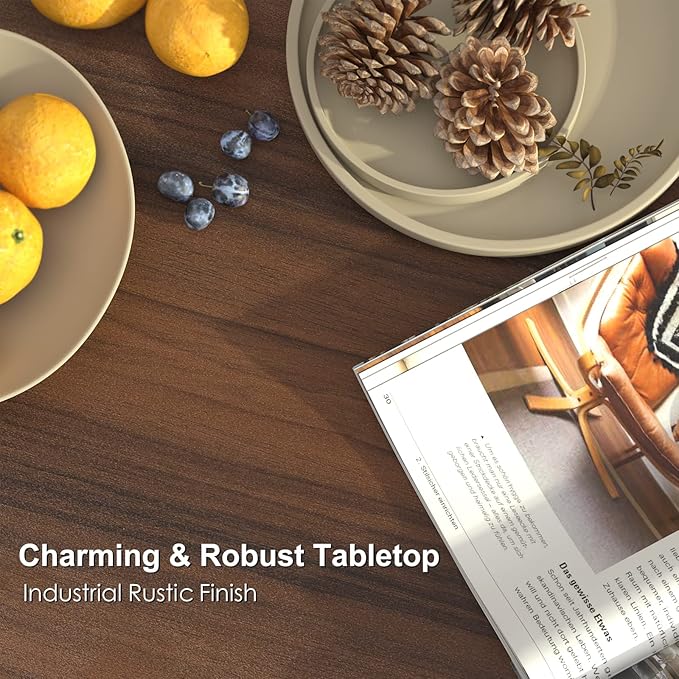 HAIOOU Coffee Table, Mid Century Modern Center Table for Living Room with Storage, Walnut Tea Table with Drawer, Open Storage Shelf, Floor-Anti-Scratching Pine Leg for Home, Office(Dark Brown)