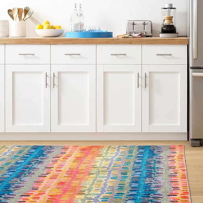 Dash & Albert Paint Chip Multi Machine Washable Rug, 8.5 X 11.5 Feet, Multicolored Geometric Pattern