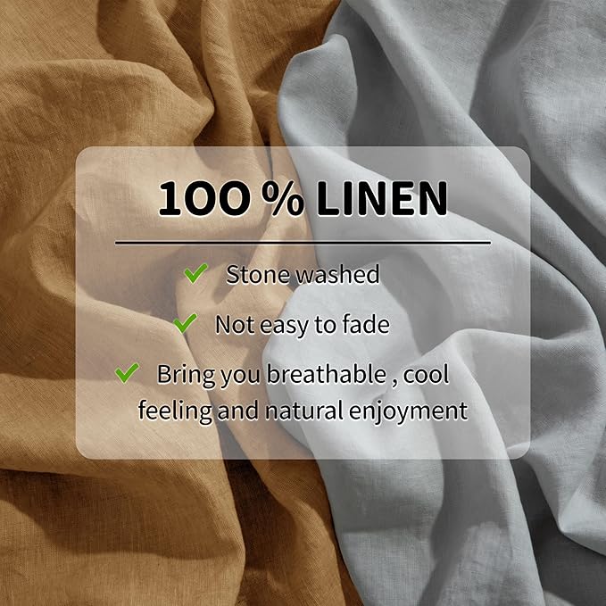LBRO2M 100% Linen Sheet Set King Size,Bed Sheets 4 Piece Sets,Solid Color Natural Flax Bed Sheets Soft Breathable Bedding,16" Deep Pocket,All Season (King, Rust)
