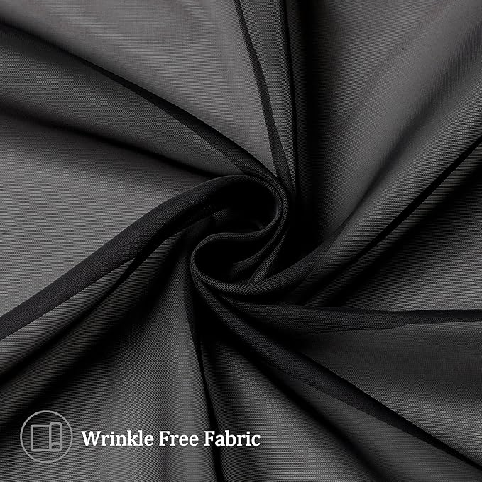 Aiyufeng 2 Panels Black Sheer Valance 14 Inch Length, Short Curtains for Bedroom, Kitchen Curtains for Small Window, Dual Rod Pocket (40 by 14 Inches Long)