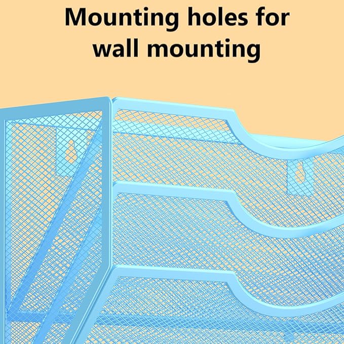 Kuntine.B Wall File Organizer Office Hanging Magazine Holder Wall File Organizer for Office Home (Blue, 3 Tier)