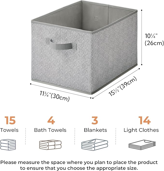 GRANNY SAYS Closet Storage Bins, Storage Baskets for Organizing, Fabric Storage Bins with Handles, Clothing Storage Containers for Organization Wardrobe, Gray, Extra Large, 3-Pack