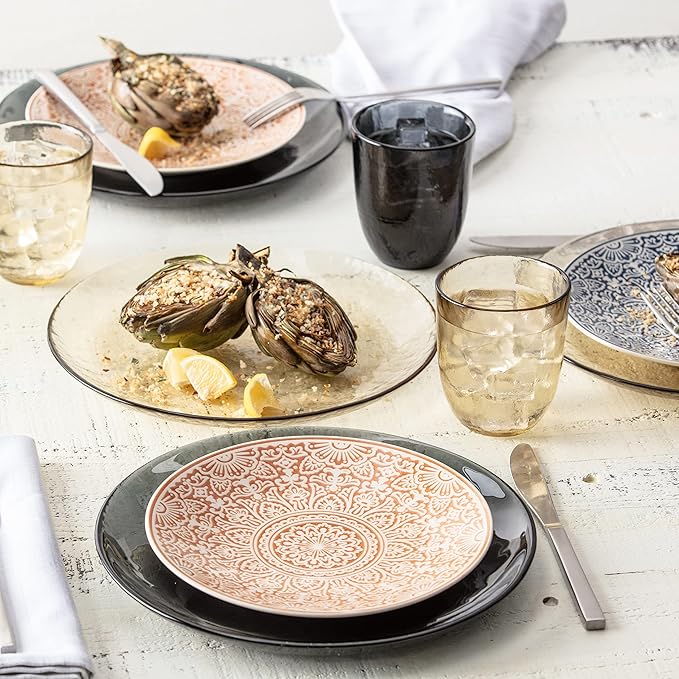 Fortessa Los Cabos Glass Drinkware Collection, 10 Ounce Tumbler (Set of 4), Clear