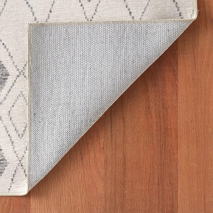 Dash & Albert Chandler Ivory Machine Washable Rug, 5 X 8 Feet, Ivory Geometric Pattern