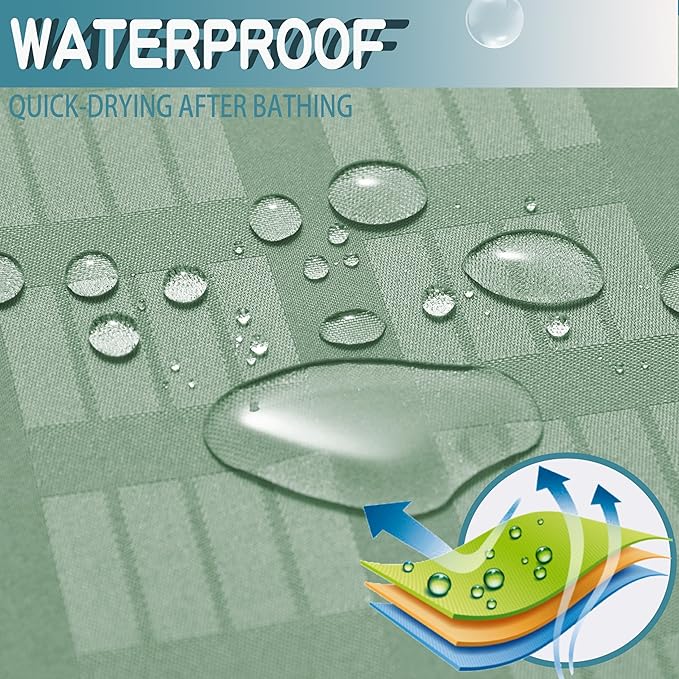 Conbo Mio Extra Wide No Hook Sage Green Shower Curtain with Snap in Liner Set, 108" x 74" Hotel Luxury Shower Curtains for Bathroom with See Through Top Window, Waterproof, Washable 108W x 74H