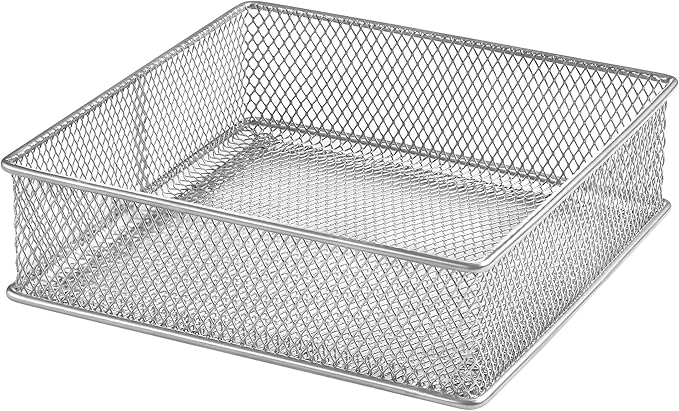 Ybm Home Silver Mesh Drawer Cabinet and or Shelf Organizer Bins, School Supply Holder Office Desktop Organizer Basket 1595s (1, 6x6x2 Inch)