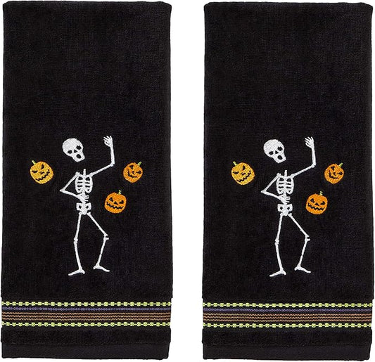 SKL Home Halloween Juggling Skeleton Hand Towel Set for Bath/Kitchen/Bar & Gift, 2 Count
