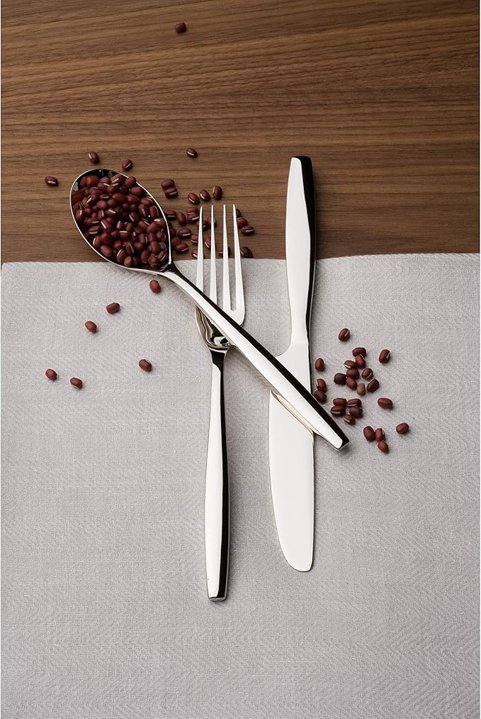 nambe Aidan Flatware Set, 45-Pc Set, 18/10 Mirror Stainless Steel Silverware Cutlery Set, Designed for Home Kitchens or Restaurants, Service for 8 and a 3pc Hostess Utensil Set, Dishwasher Safe