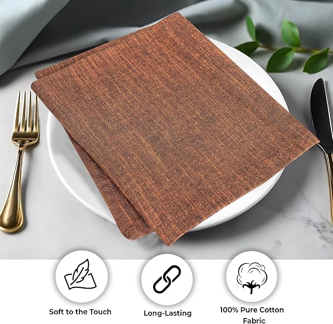 Urban Villa Cloth Napkins Halloween Dinner Napkins (Set of 12) 20"x20" 100% Cotton Slub Black/Orange Chambray Absorbent Napkins Soft Durable Reusable Washable Ideal for Everyday wedding Parties Events