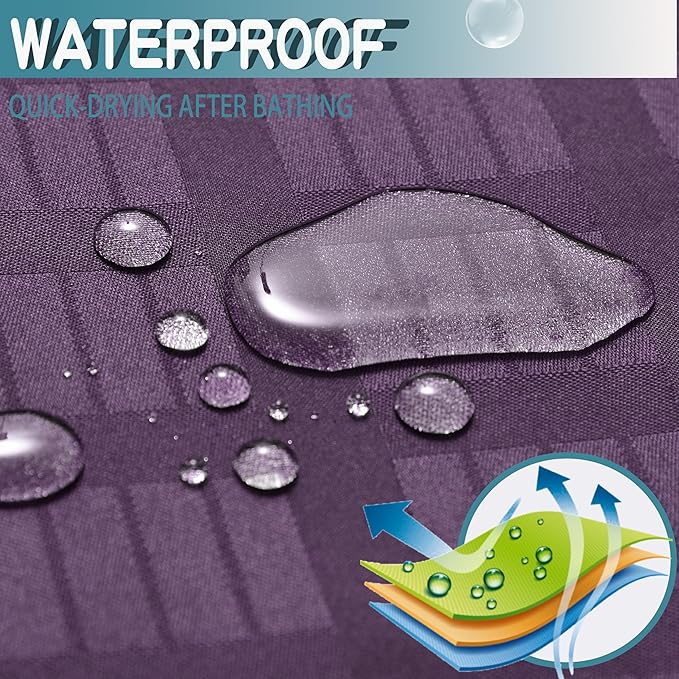 Conbo Mio Extra Wide No Hook Shower Curtain with Snap in Liner Set, 108" x 74" Hotel Luxury Purple Shower Curtains for Bathroom with See Through Top Window, Waterproof, Washable 108W x 74H