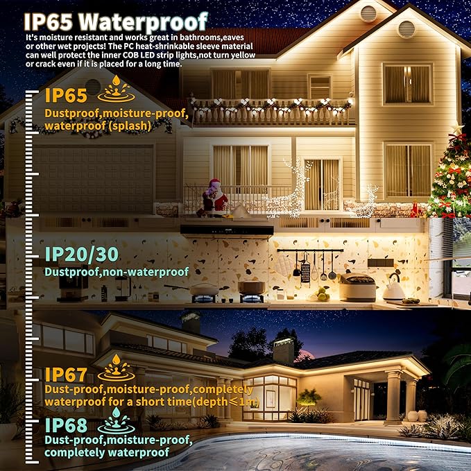 PAUTIX COB LED Strip Light CCT Tunable White IP65 Waterproof,CRI90+ 24ft/7.5m 2700K-6500K Dimmable 24V LED Tape Light,for Under Cabinet Bedroom Kitchen DIY Lighting(Adapter&Controller NOT Included)