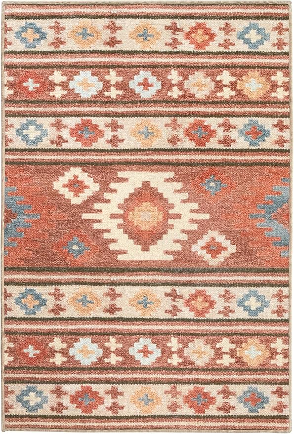 Dash & Albert Canyon Natural Machine Washable Rug, 2 X 3 Feet, Natural Geometric Pattern - Premium Luxury Hotel Quality Soft Breathable Hypoallergenic Machine Washable Easy Care All Season