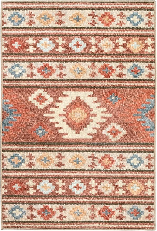 Dash & Albert Canyon Natural Machine Washable Rug, 2 X 3 Feet, Natural Geometric Pattern - Premium Luxury Hotel Quality Soft Breathable Hypoallergenic Machine Washable Easy Care All Season