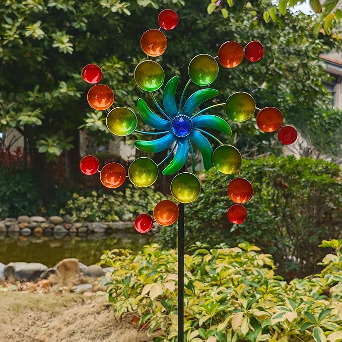 39" Metal Wind Spinners, Wind Sculptures Garden Stake,Outdoor Windmill for Yard and Garden Lawn Patio Decor
