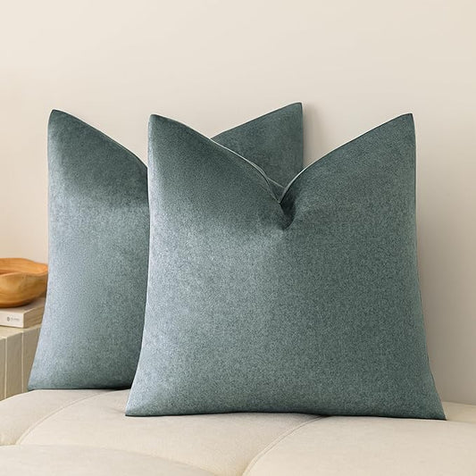 a moment Pack of 2 Jeans Blue Stain-Resistant Throw Pillow Covers Pet-Friendly Pillowcases Cushion Covers for Sofa Couch Bed Outdoor Waterproof 20x20 Inch