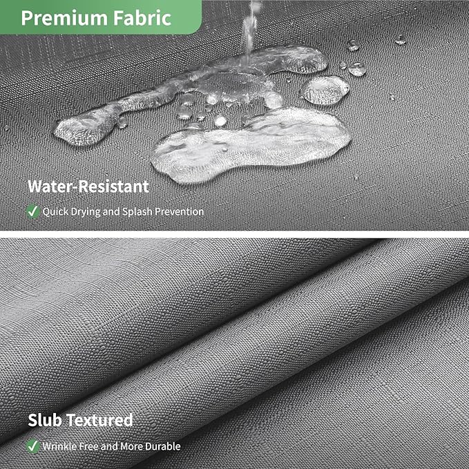 Grey No Hook Shower Curtain with Snap-in Fabric Liner Set,Slub Textured Fabric Shower Curtains for Bathroom,Hotel Style Modern Shower Curtain,Water Repellent & Washable,71x74(72)