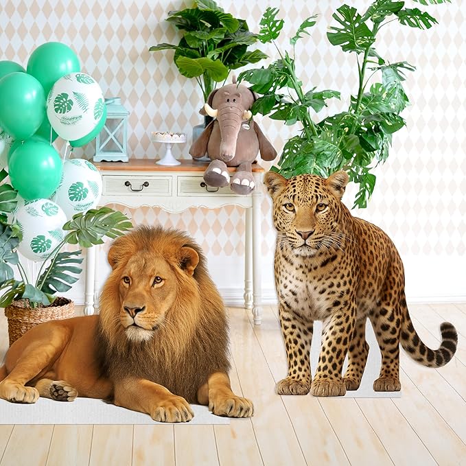 Leopard Life Size Standee - 4FT Freestanding Coroplast Cutouts | Safari Animal Standup Photo Booths, Jungle Party, Birthday & Halloween Decorations