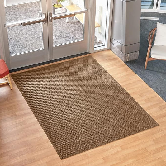 Consolidated Plastics Aquasorb Classic Indoor/Outdoor Entrance Floor Mat with Non-Slip Rubber Backing, Fabric Border, Stain Resistant and Quick Drying Commercial Grade (35" x 116", Medium Brown)